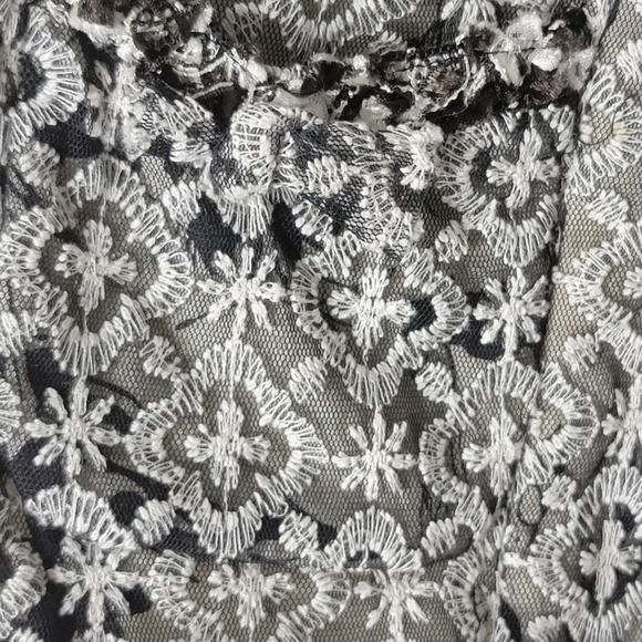 Jones New York Lace Mesh Bow 2 Hook Blazer Black/Cream 14P - Picture 5 of 12